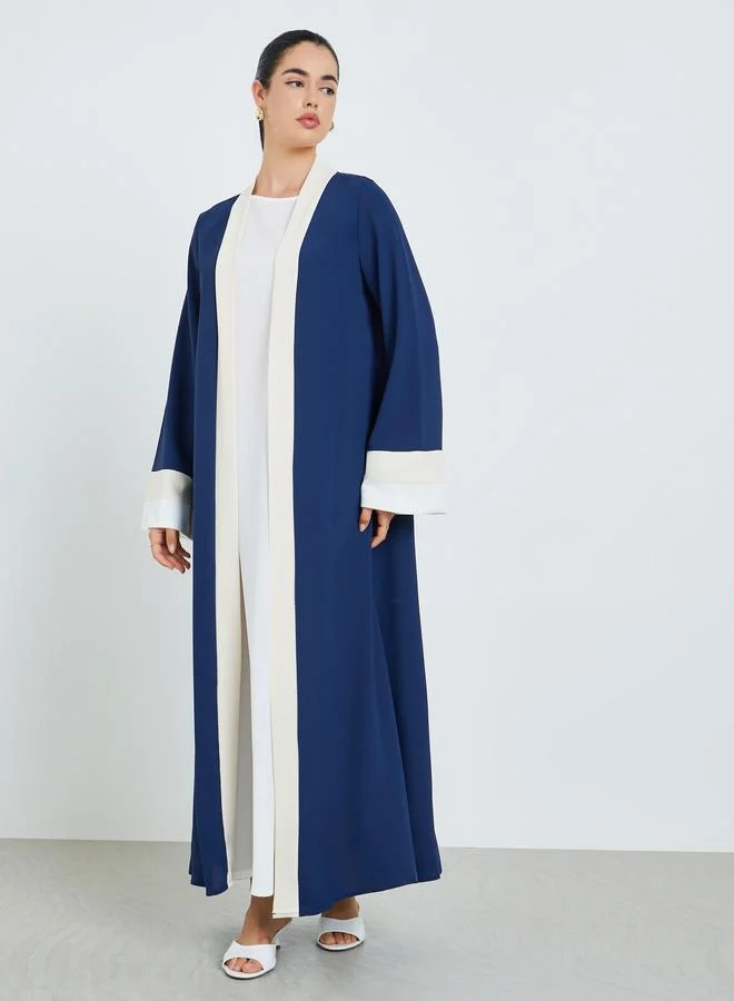 Styli Women Navy Blue Color Block Abaya